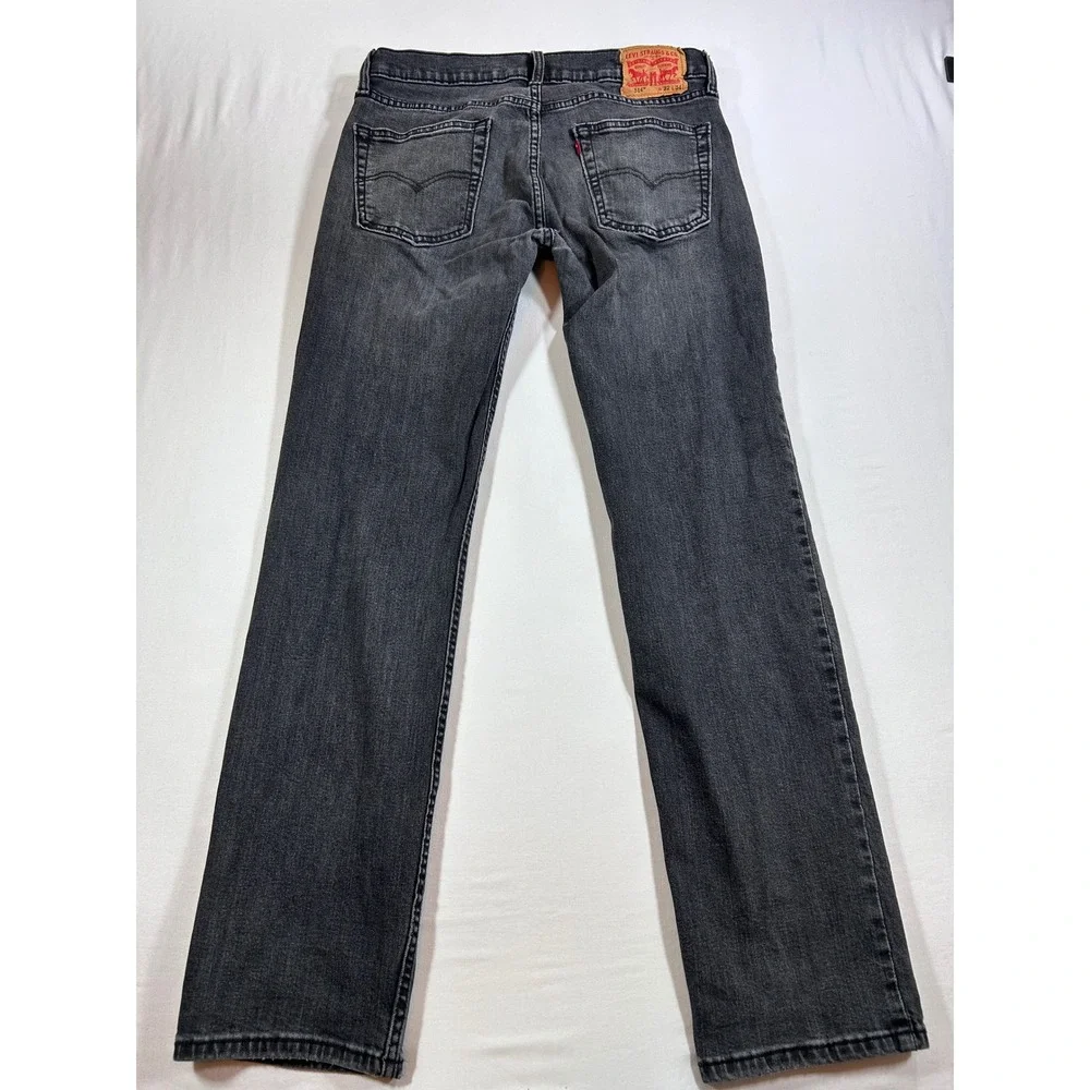 Levis 514 Straight Fit Mens Jeans Faded Black Denim W32 L34 Crotch Flaw